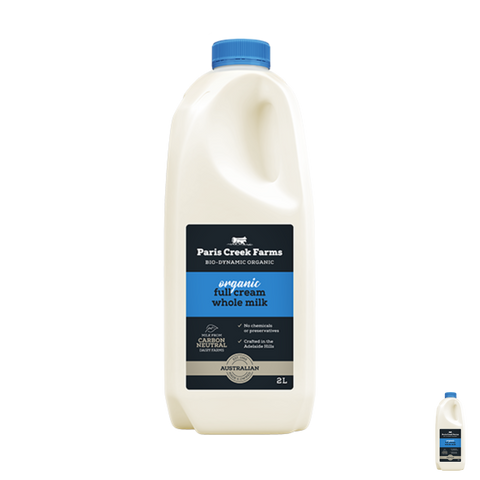 Bio-dynamic full cream whole milk 2L