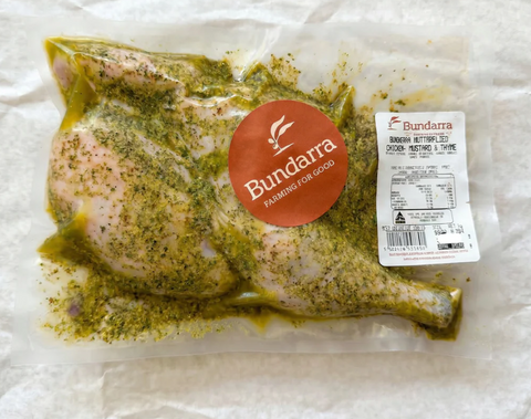 Butterflied marinated half pastured-raised chicken x 2